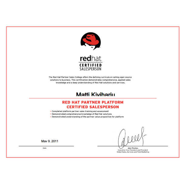 Red Hat Certificate 1